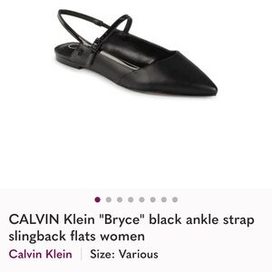 Calvin Klein "Bryce" Slingback Ankle Strap Flats Black Size 10